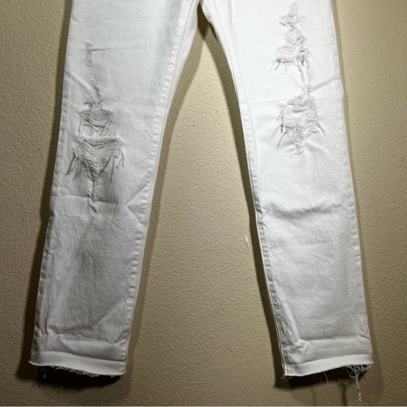 LEVI'S 501 ORIGINAL JEANS White Straight Leg Cutoff Denim Size 26 - Picture 8 of 15
